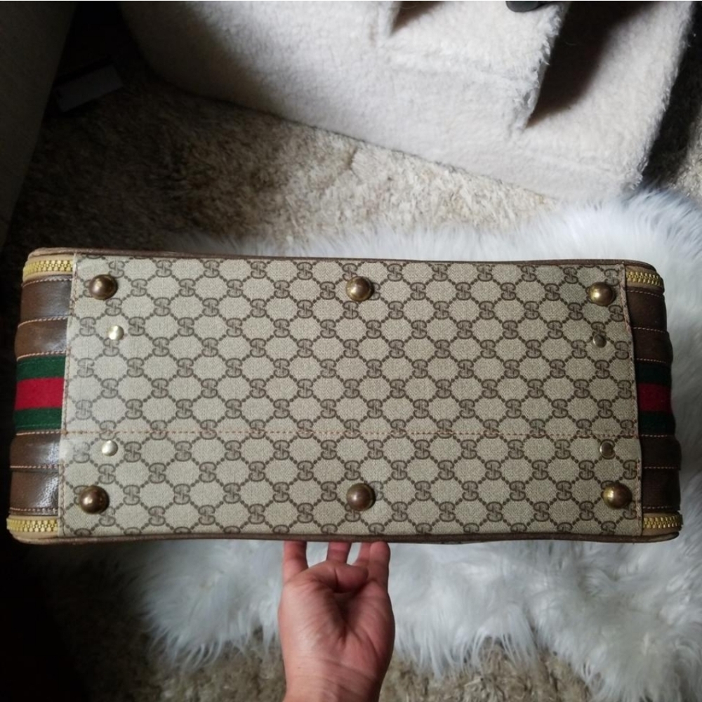 Authentic Vintage Gucci GG Monogram Supreme Sherry Web Suitcase Luggage Travel - Picture 5 of 10
